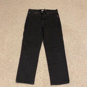 27 madewell faded black straight leg high rise jeans